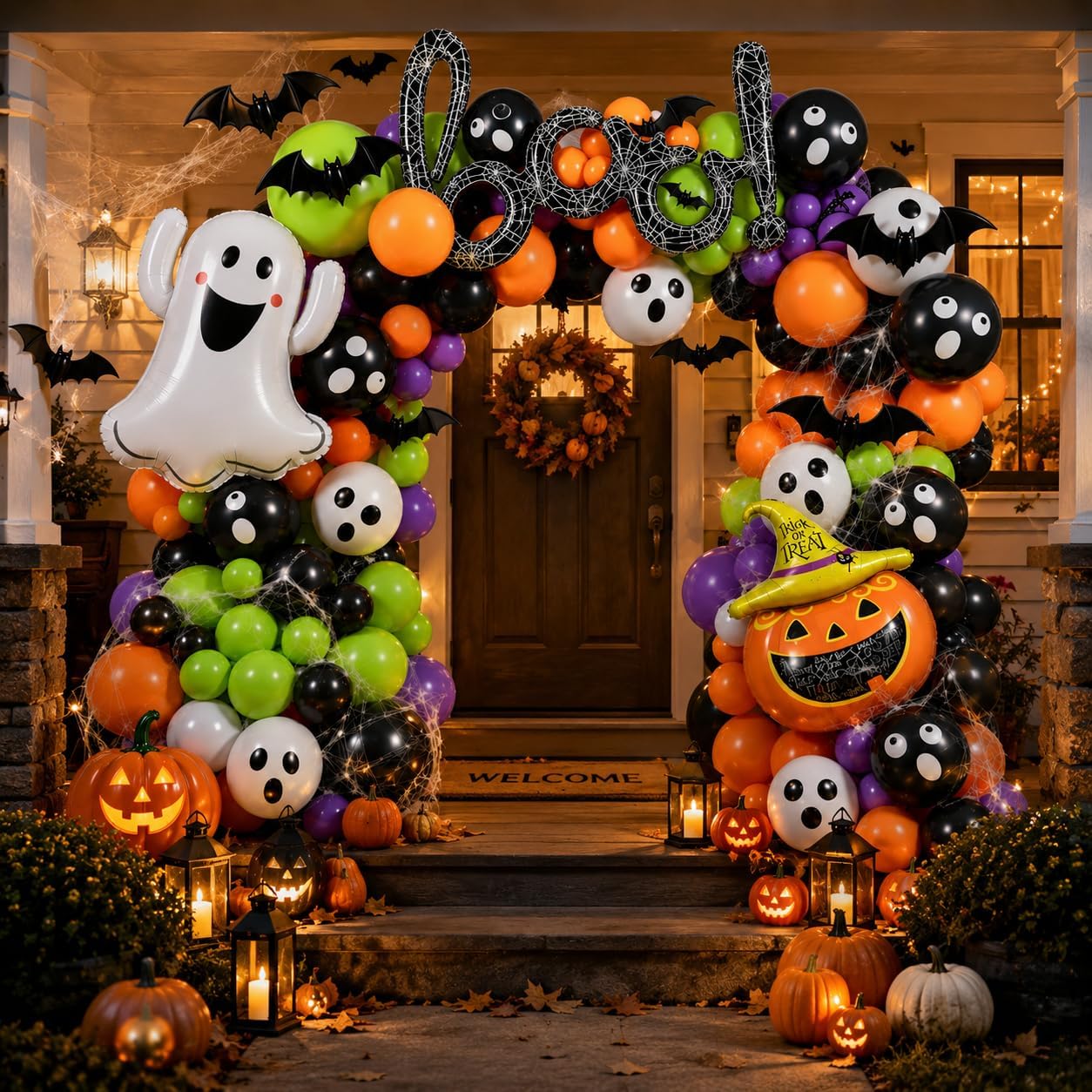 184個のハロウィンバルーンアーチキット（ゴーストとパンプキ - Balloon Arch Kit のレビューと価格