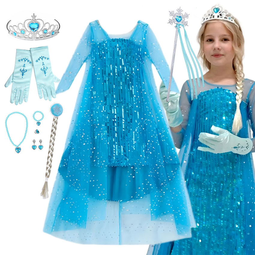 女の子の見事なプリンセスマキシドレス全身スパンコールカバーブ - Glitter Tablecloth のレビューと価格
