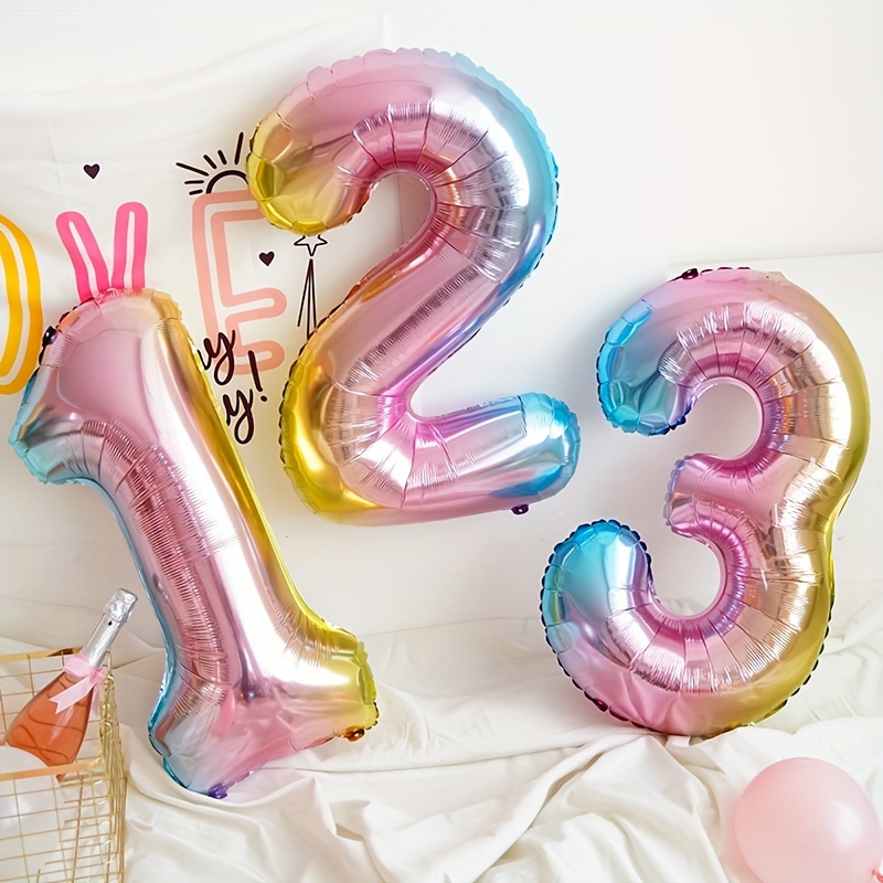 32 インチレインボーグラデーション番号ホイルバルーン 1- - Balloon Pump Hand のレビューと価格
