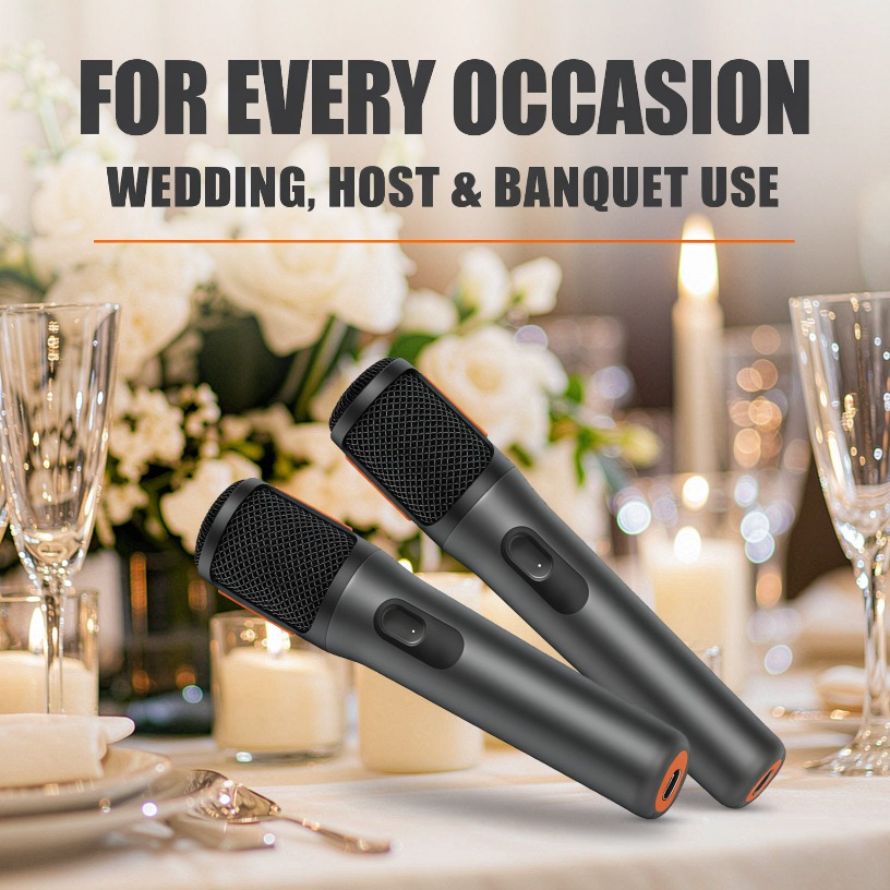 ワイヤレスマイク デュアルハンドヘルド AES-128暗号化 - Event & Party Supply Photos のレビューと価格