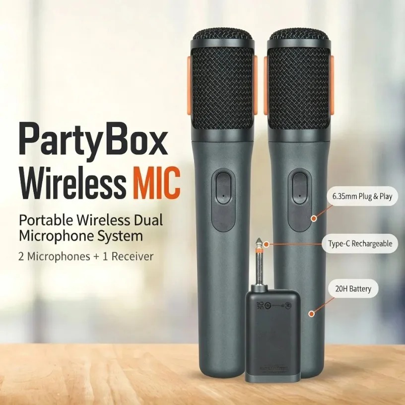 ワイヤレスマイク デュアルハンドヘルド AES-128暗号化 - Event & Party Supply Photos のレビューと価格