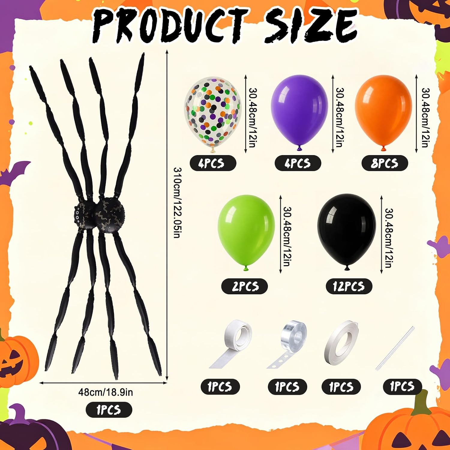 ハロウィンバルーンアーチキット（巨大スパイダーフォイルバルー - Balloon Arch Kit のレビューと価格